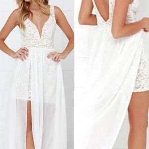 Lulus Make Way For Wonderful Off White Lace Maxi Dress - Women’s US Large